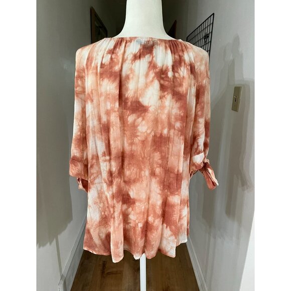 EUC Unique Spectrum Women's Tie-Dye Button-Down Top 3/4 Sleeves Size 1X - Picture 2 of 4